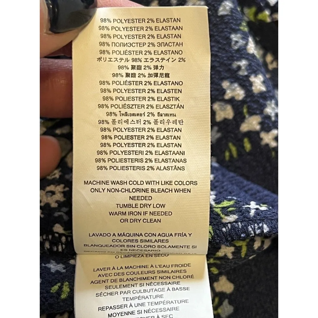 Michael‎ Kors Shirt Blue Floral Print Off the Shoulder Size Small Modern Career - Image 9