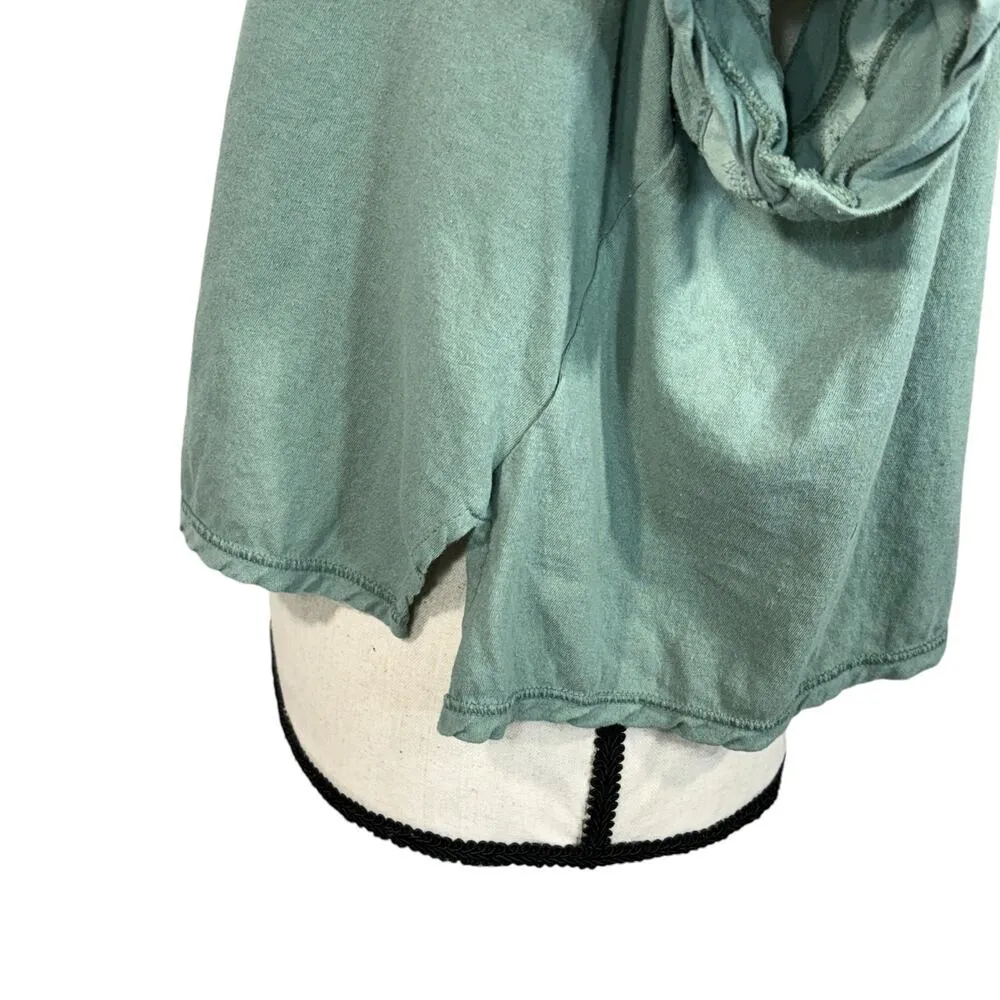 Free People Intimately Small Crop Top Cap Sleeve Ruffle Scoop Neck Stretch Green - Image 7