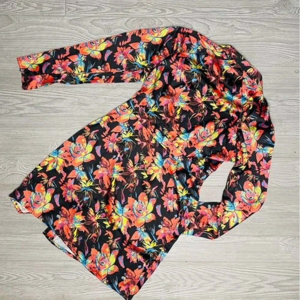 ASOS dusty Daze mini dress with high collar and clasps in dark floral print long - Image 4