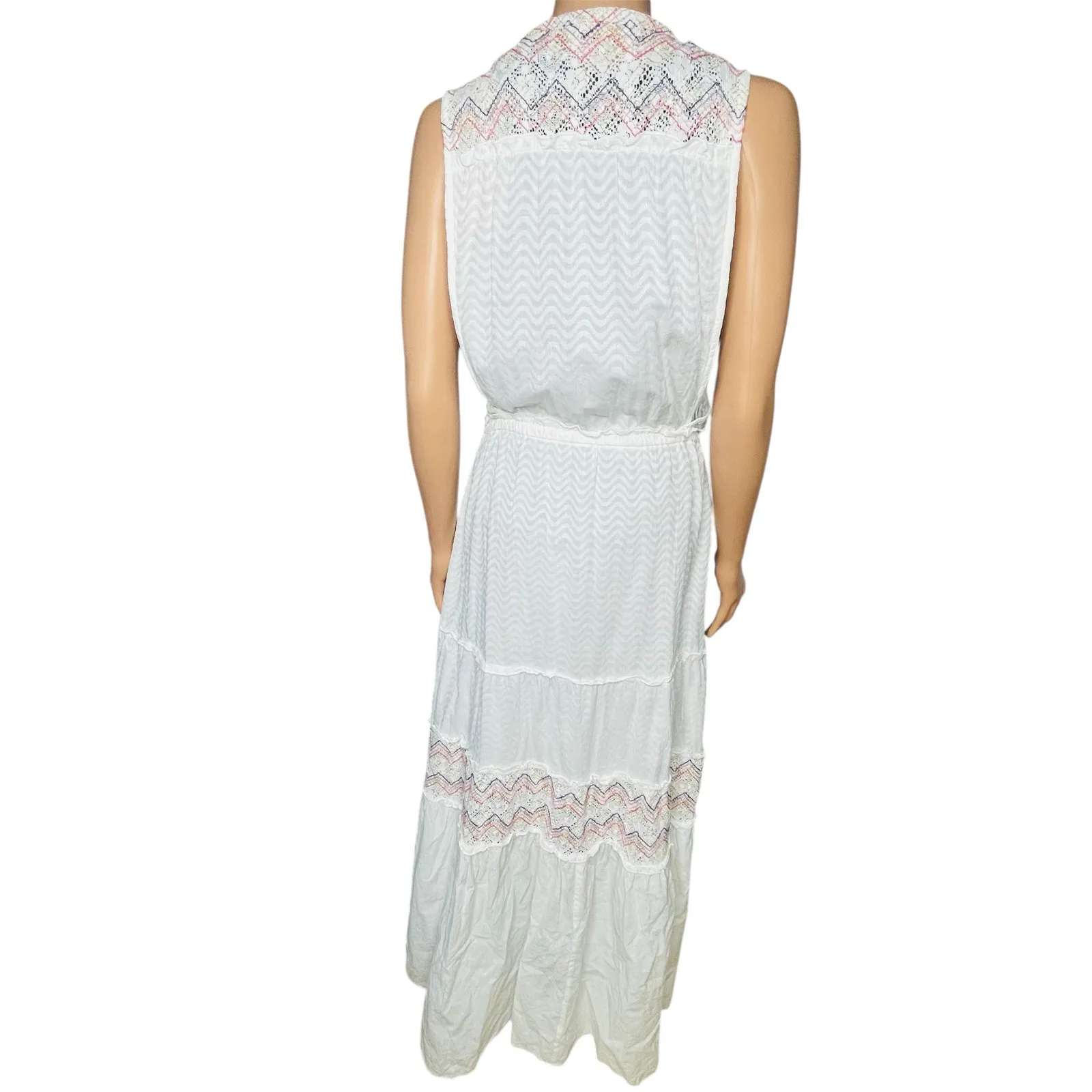 Ramy Brook Paloma Chevron Coverup dress Long embroidered white - Image 3