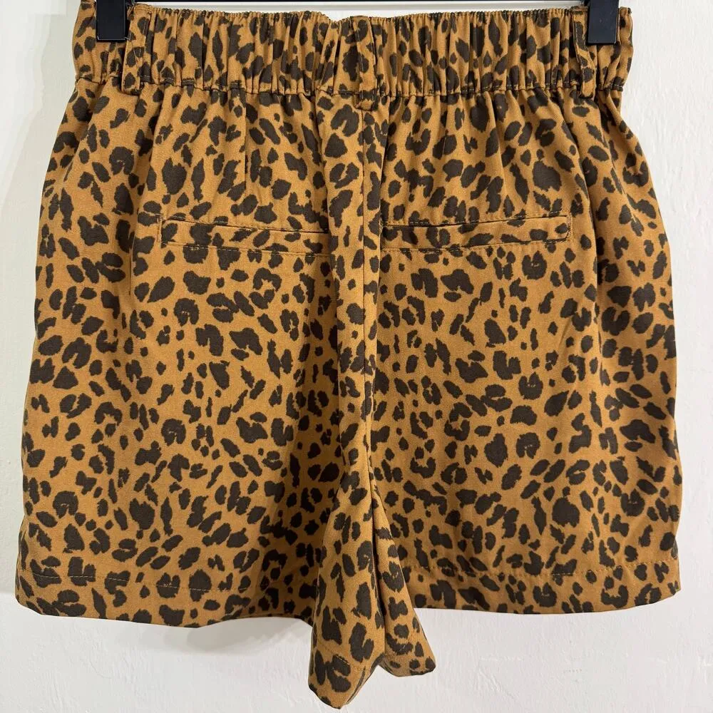 A New Day Leopard Print Pull On Shorts Size XS Brown Black - Image 4