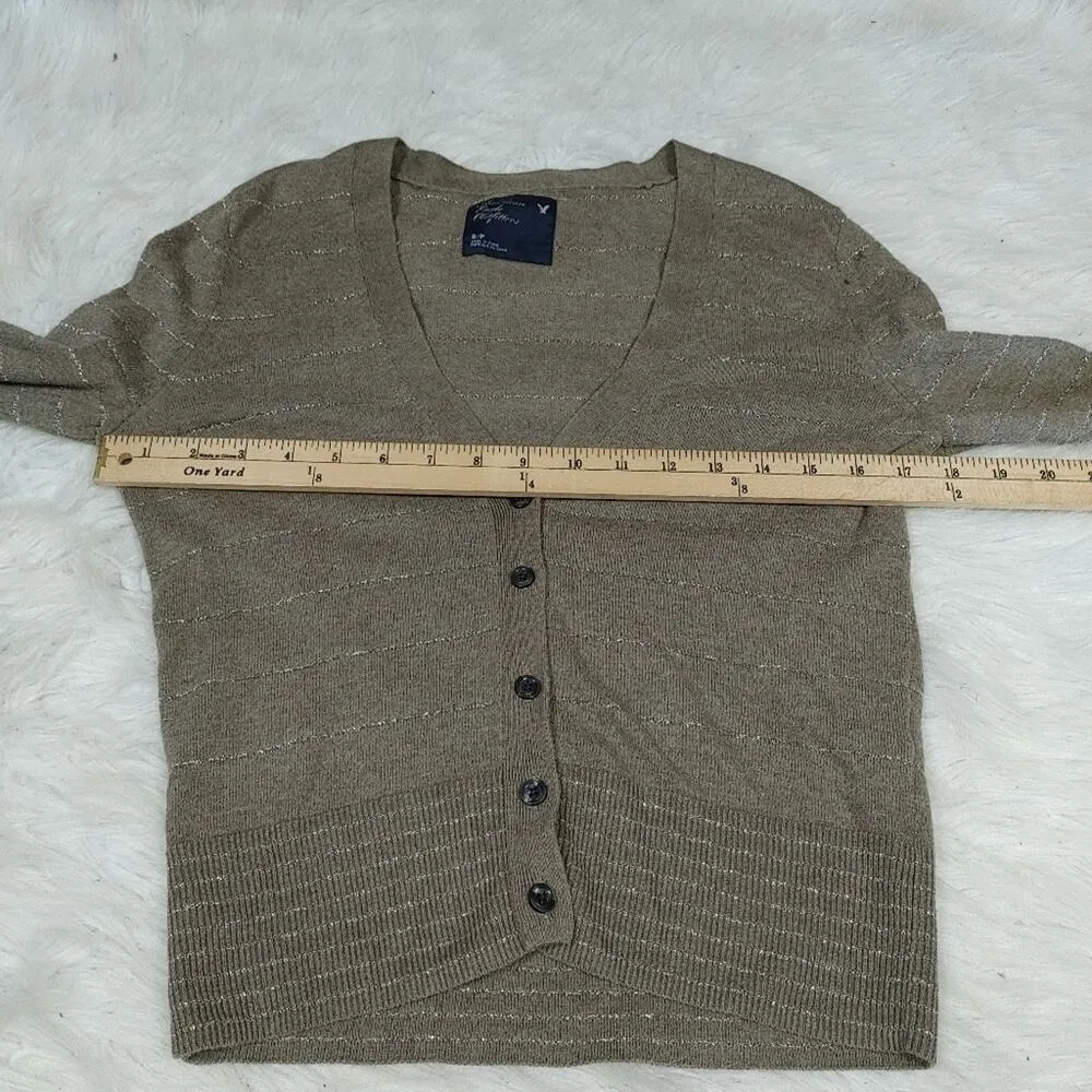 American Eagle Outfitter AEO Size Small S Sparkle Shiny Sweater V Cut Button Top - Image 2