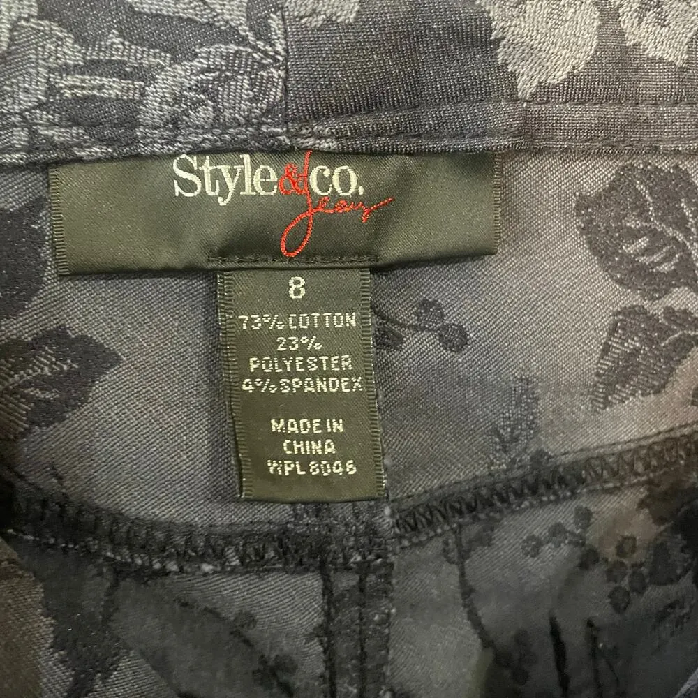 Style &‎ Co Floral Blue Textured Wash Tapered Jeans Women's Size 8 - Image 7