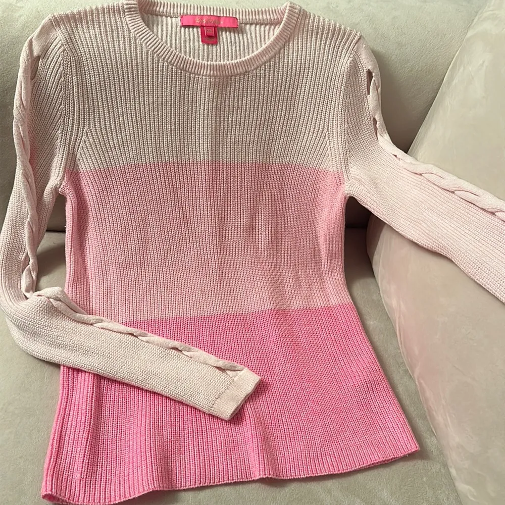 Lilly Pulitzer Colorblock Pink Carin Ombré Sweater - Image 2