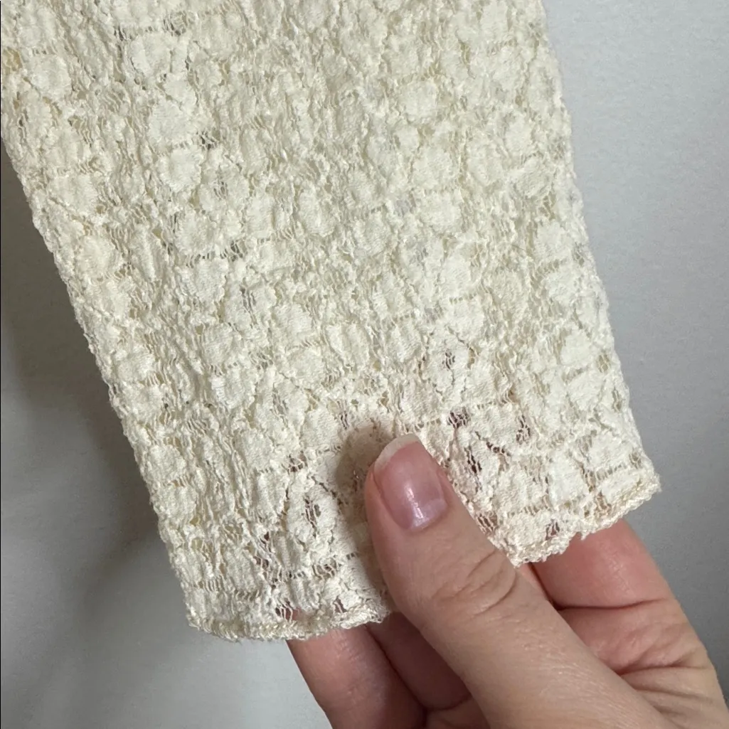 NATURAL LIFE Long Sleeve Floral Lace Layering Crochet Top size S - Image 6