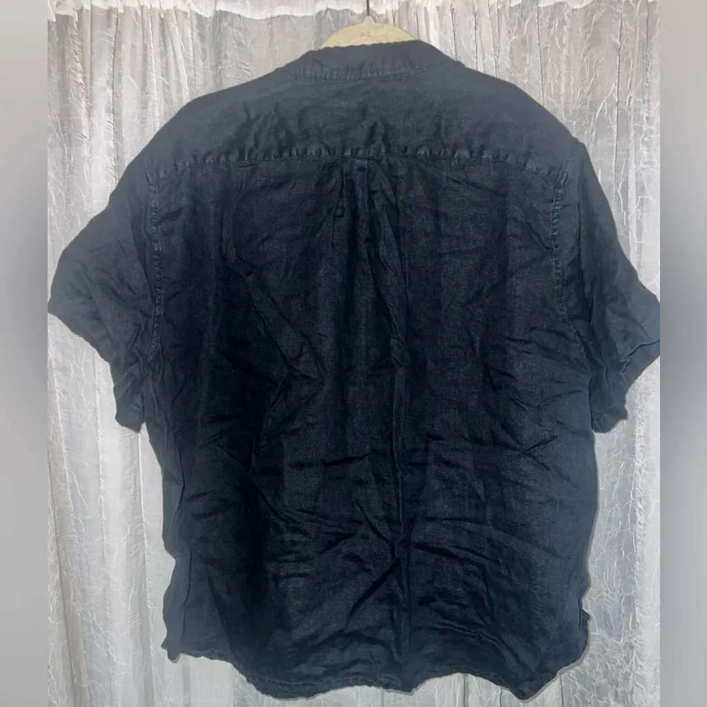 Quince 100% European Linen Short Sleeve Shirt Black XL - Image 4