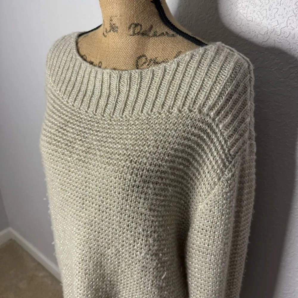 Tommy Bahama Boat Neck Wool Sweater Knit Women Size L Gold Metallic Relaxed Fit - Image 2