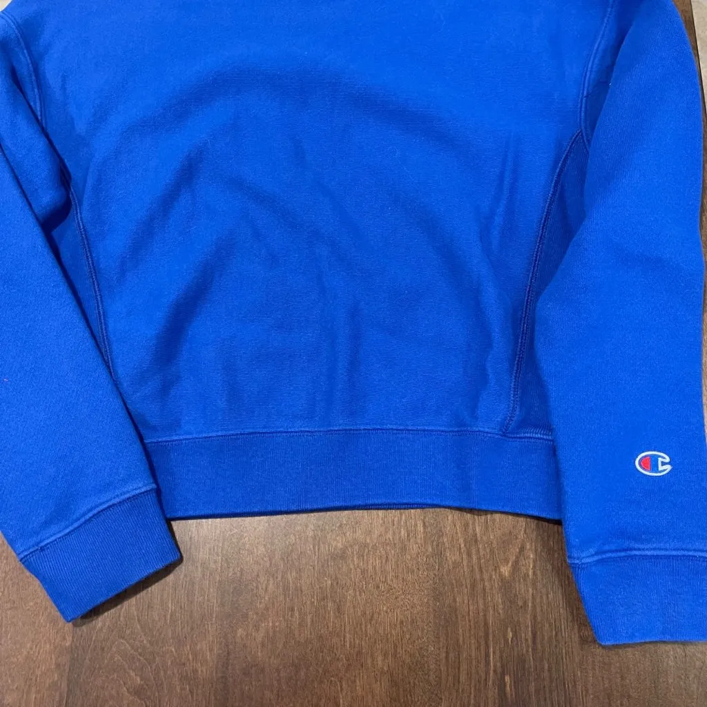 Vintage Champion Reverse Weave Pullover Sweatshirt Unisex Size Small Blue Knit - Image 6