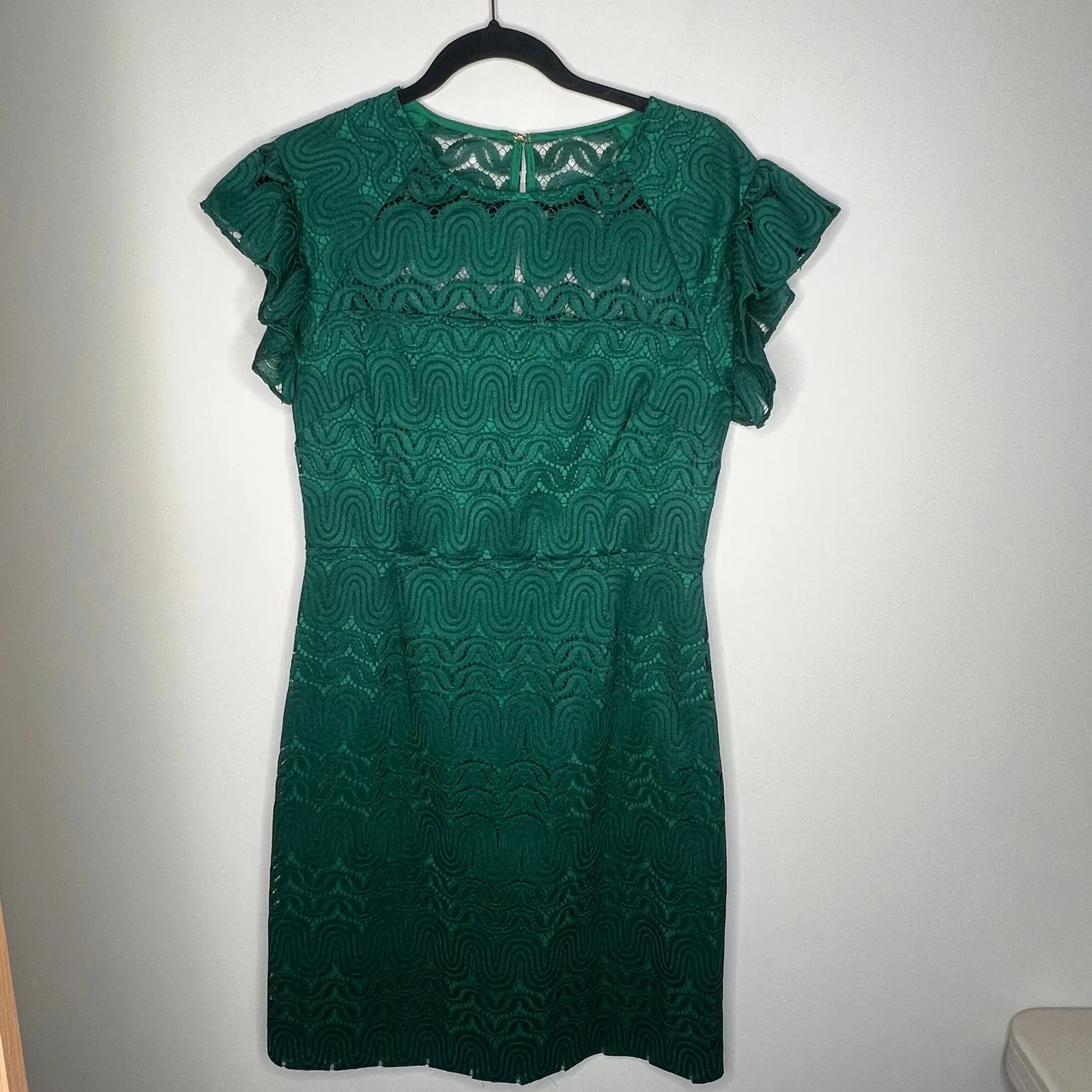Trina Turk Mai Tai Emerald Lace Sheath Dress Size 8 - Image 3