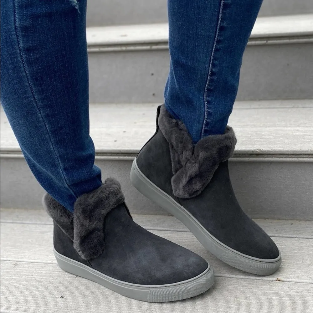 COUGAR Womens Duffy Faux Fur Trim Waterproof Gray Suede Ankle Sneakers Bootie 7 - Image 15