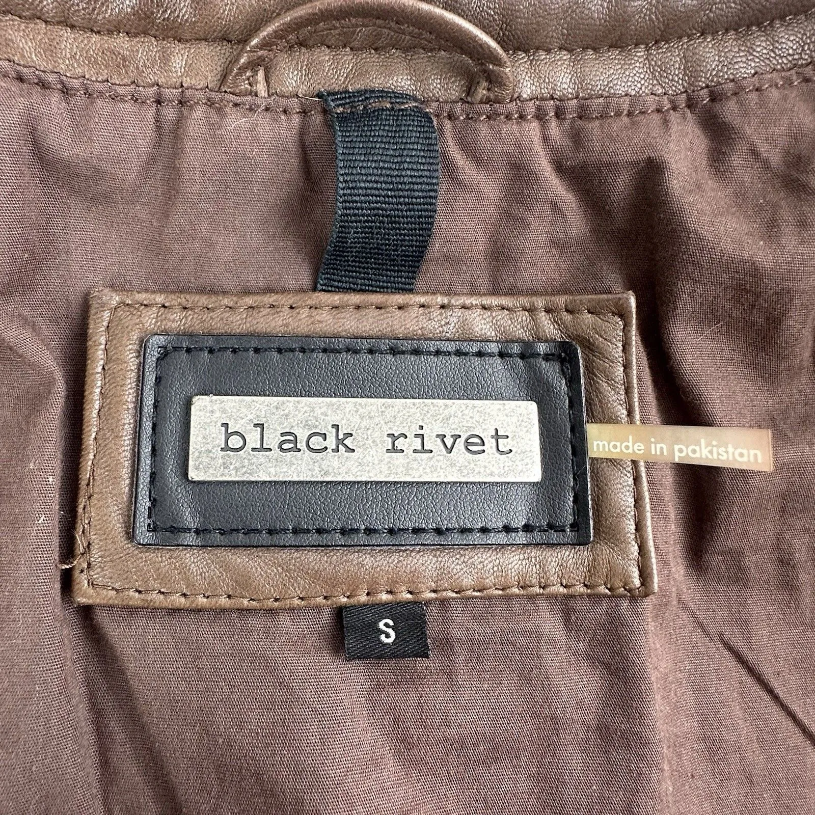 Brown Leather Moto Racing Biker Jacket Womens Small Full Zip Quilted Butter Soft - Image 11