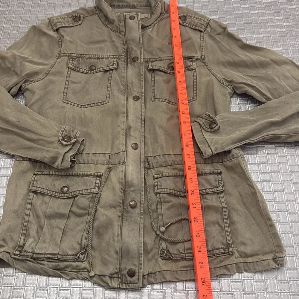 Max Jeans Tencel Military Utility Jacket Olive Green Size medium - Image 6