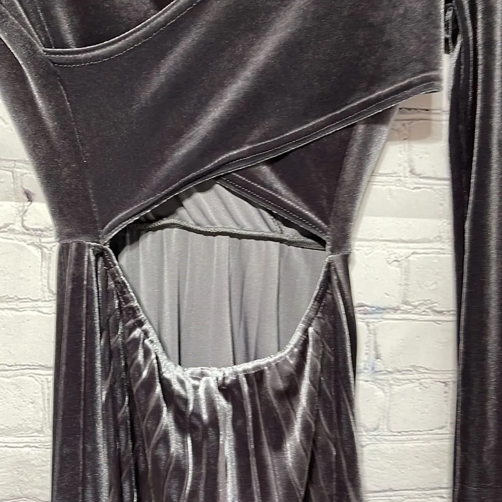Nasty Gal Behind Their Back Velvet Dress Gray Size 2 - Image 12