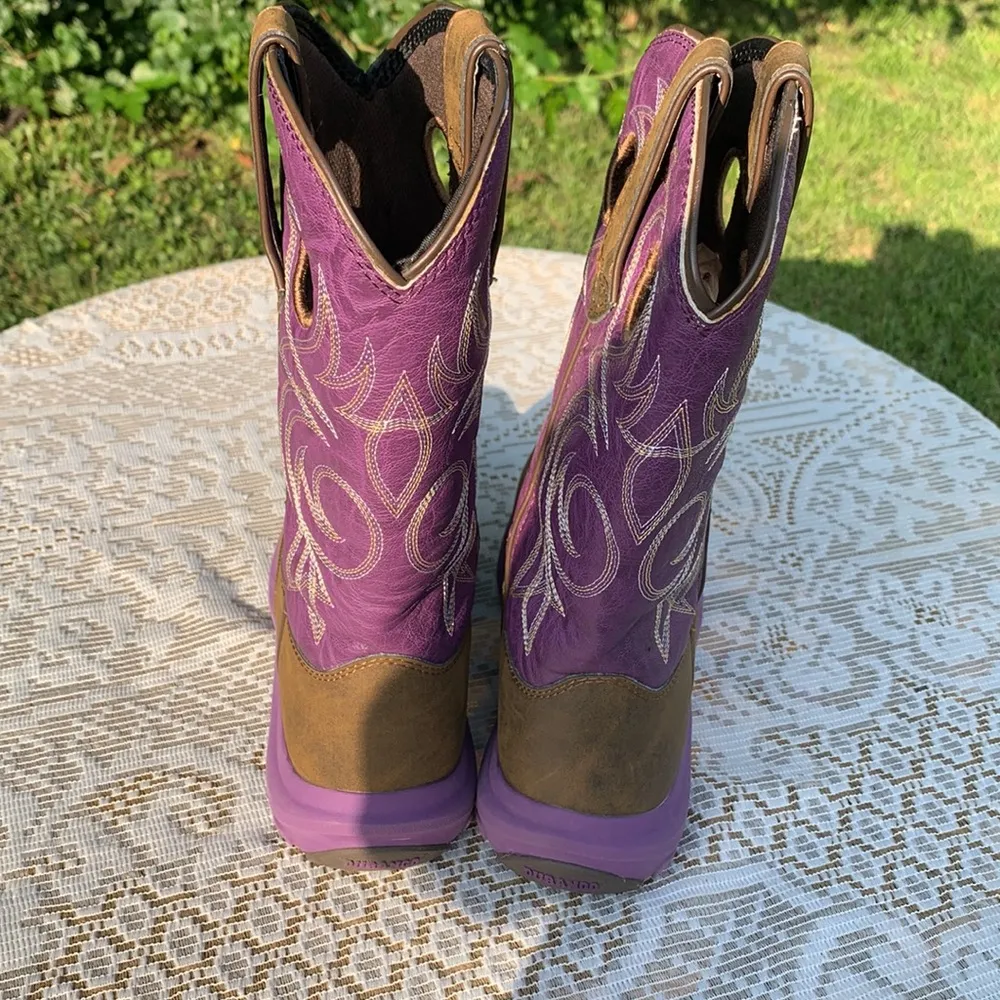 🚫SOLD🚫Durango Purple & Brown Embroidered Cowboy Boots with Rubber Bottoms - Image 4
