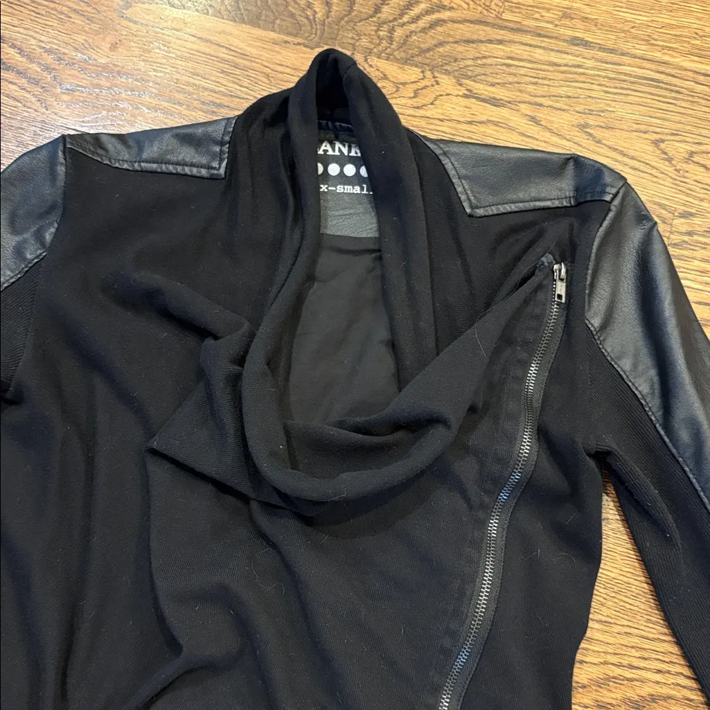 Blank NYC Black Asymmetrical MIXED media Jacket, XS, minimal, edgy, basic, cool - Image 2