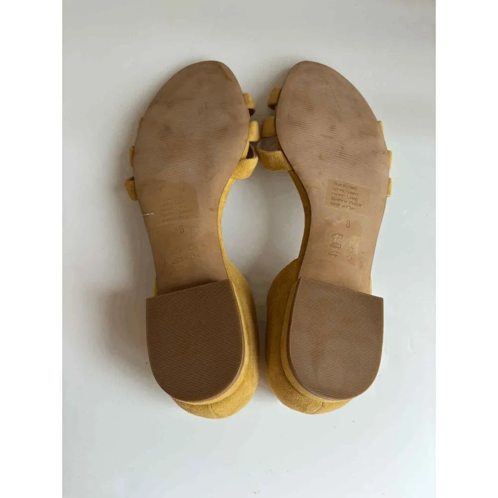 Madewell the Leia Sandal Mustard Yellow Suede Slip On Size 8 - Image 5