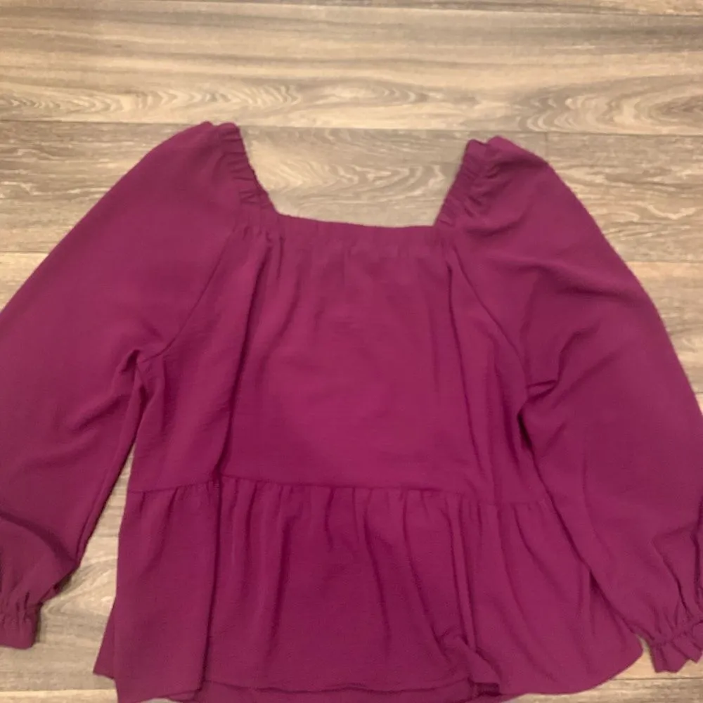 Adyson Parker Off the Shoulder Top Size 2X Flowy Long Elastic Sleeves Magenta - Image 2