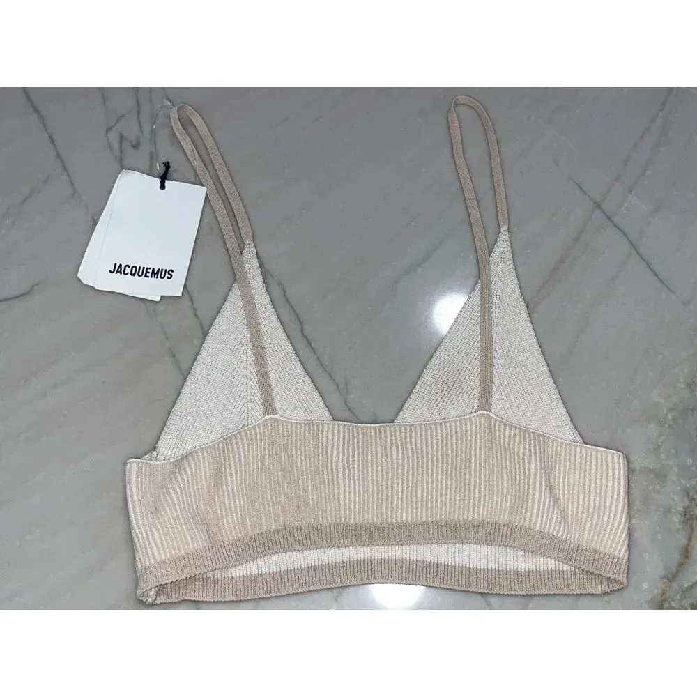 JACQUEMUS Le Bandeau Valensole in Beige Large New Womens Cropped Cami Tank Top - Image 7