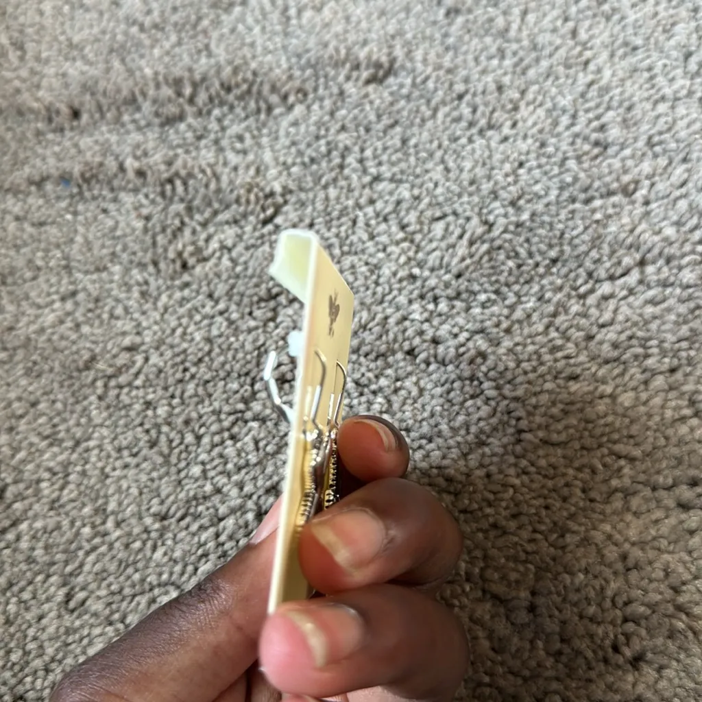 Silver Cross Dangle Earrings w/ Antique Hammered Finish - Image 5