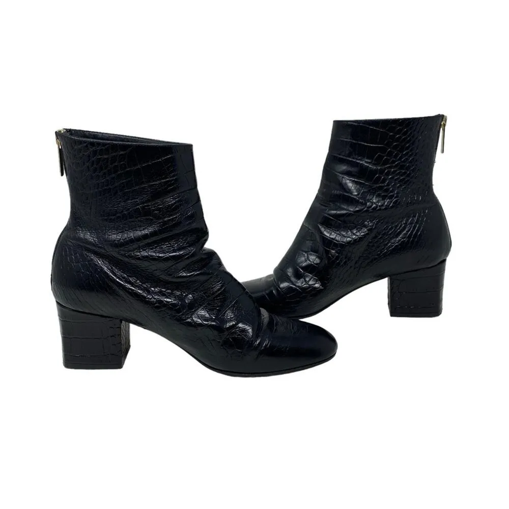 Tamara Mellon Vadim Leather Croc Bootie Size 39 or US 9 Black - Image 4