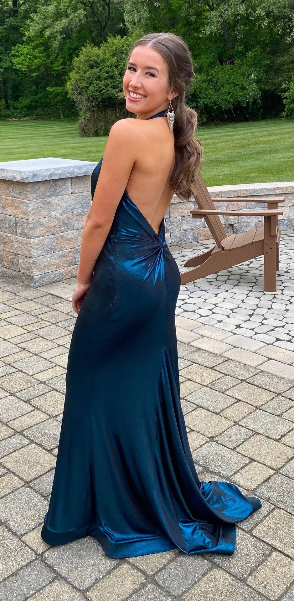 Shimmer Blue Prom Dress - Image 3