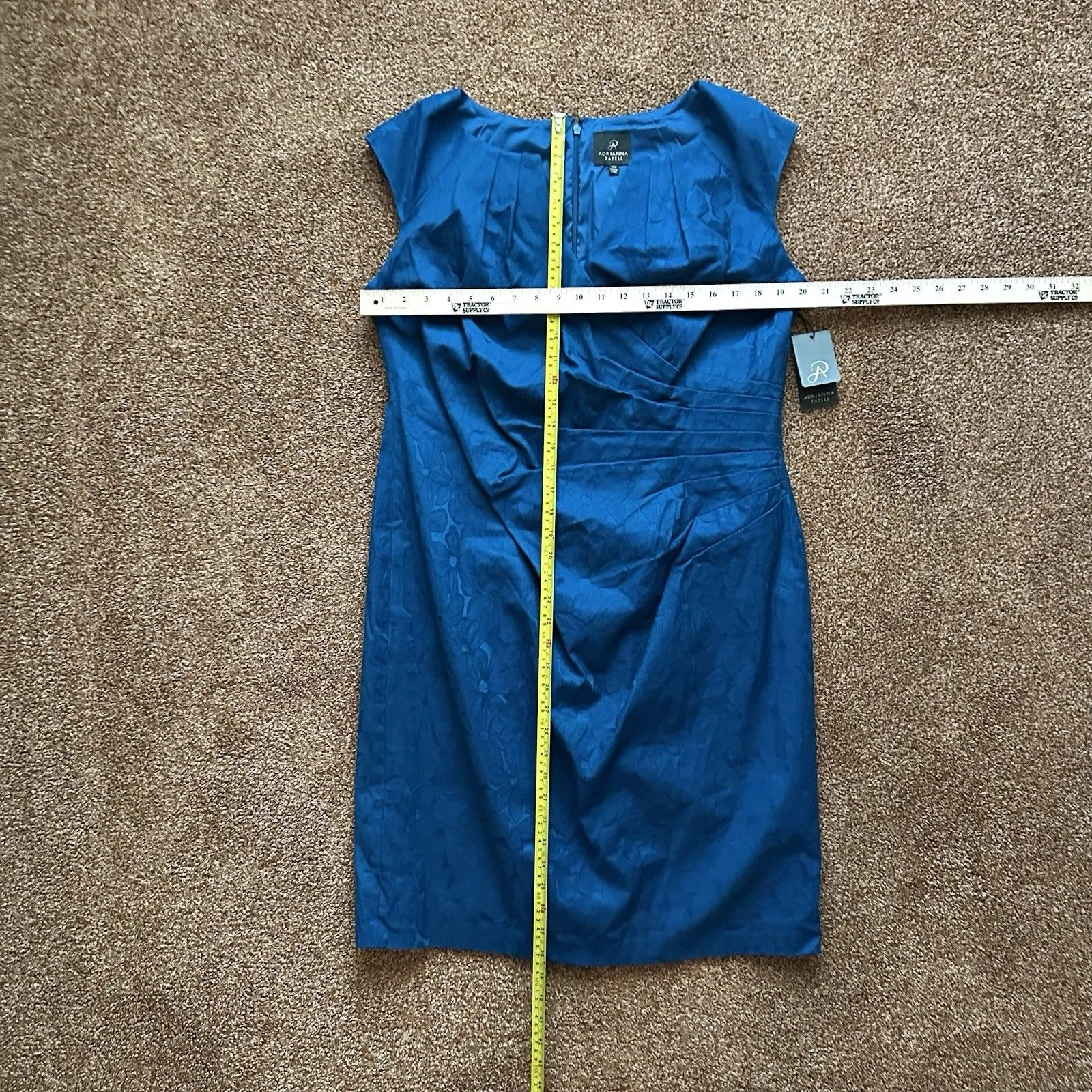 Adrianna Papell Dress 14 Pleated Sheath Midi Sleeveless Blue NWT - Image 7