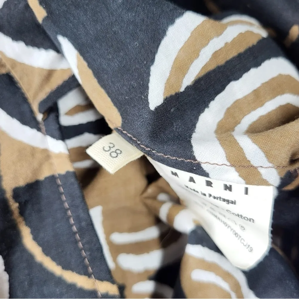 Marni Cotton Tropical Geometric Art To Wear Shift Dress in Multicolor Brown Size 6 - Image 5