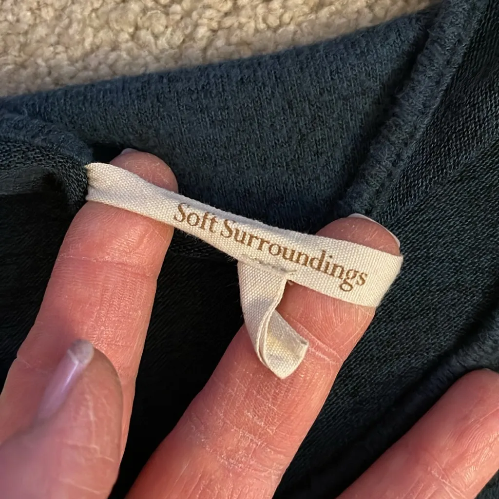 EGC Soft Surroundings V-Neck stretchy‎ & butter soft dark teal dress size small - Image 7