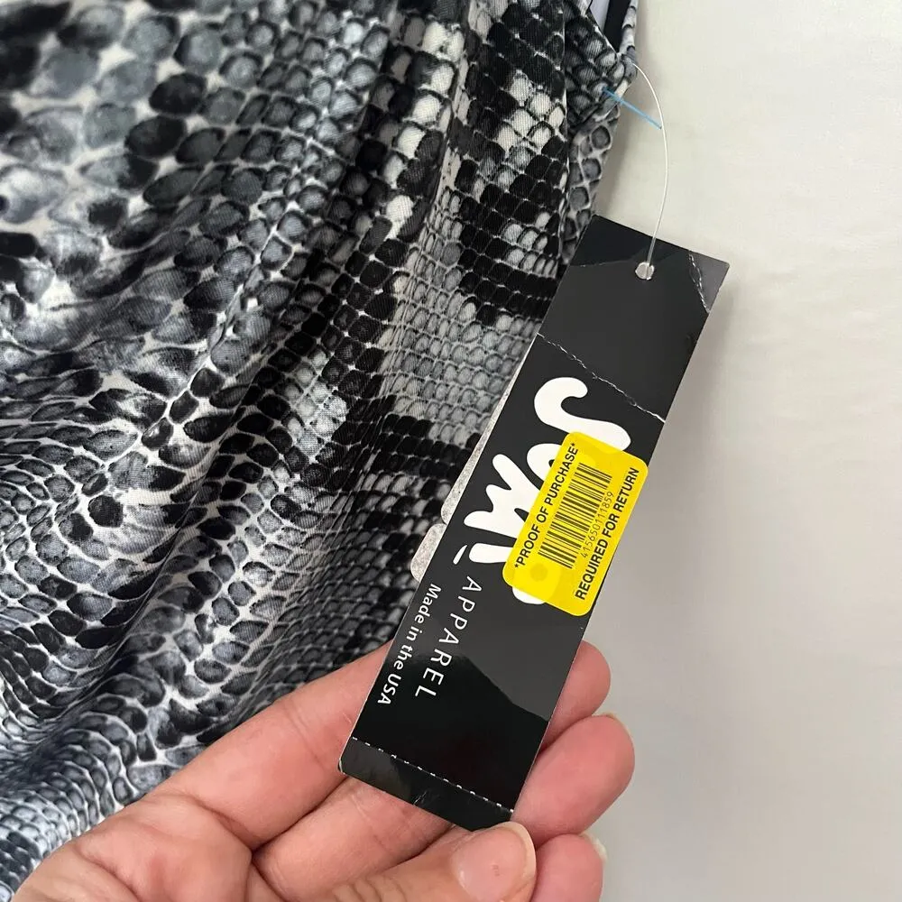 Jump Apparel Snake Print Slip Dress Sz 8 Y2K Grunge Sexy Clubwear Gray Cowl Mini - Image 5