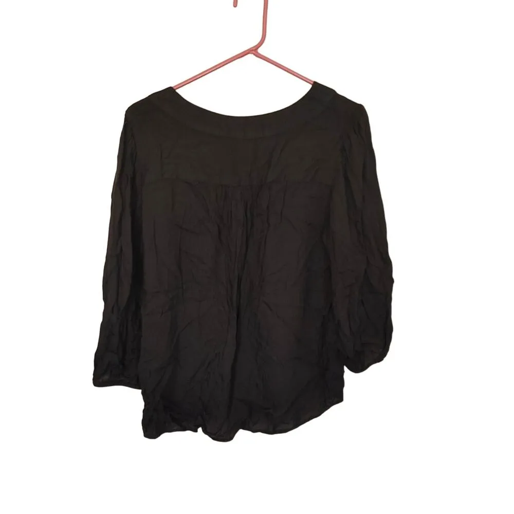 Preswick & Moore Rayon Size Large L Dark Green Flowy Button Blouse Whimsy Goth - Image 2