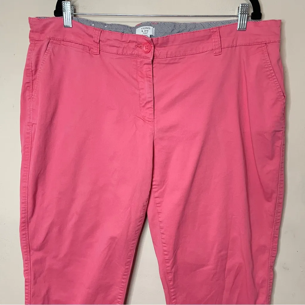 CROWN & IVY Mid-Rise Cropped Chino Pant in Salmon Pink, 18W - Image 2