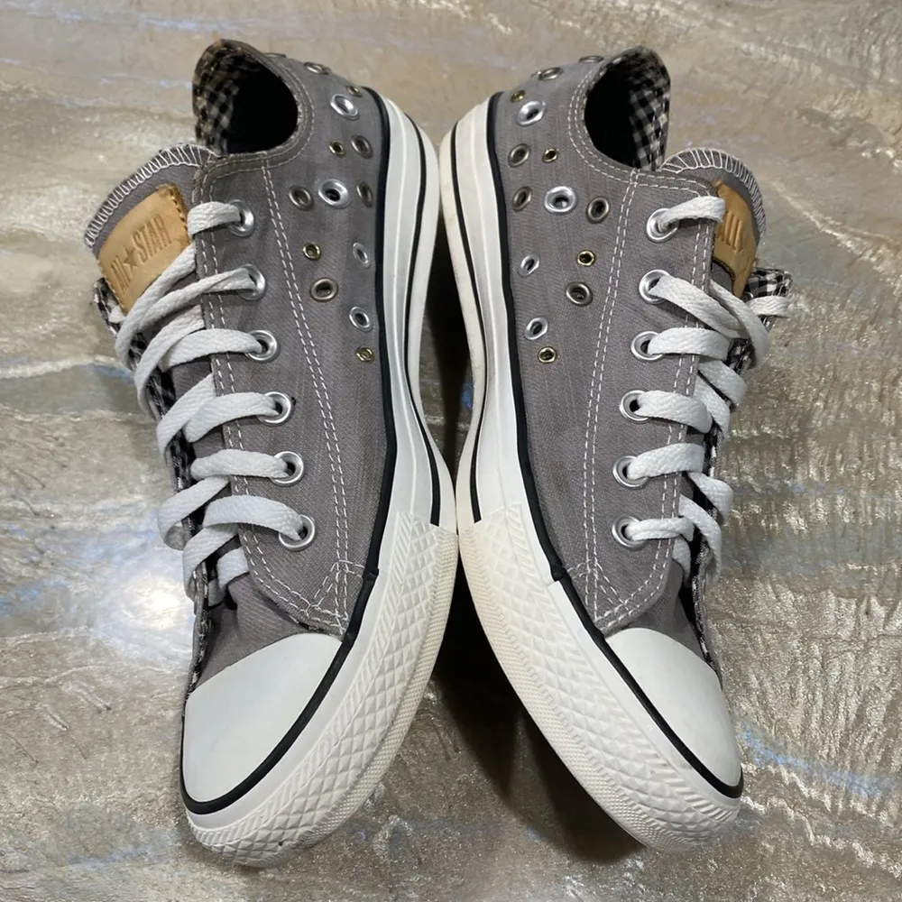Converse All Star Low Tops Lace Up Gray Shoes Women’s 10 - Image 2
