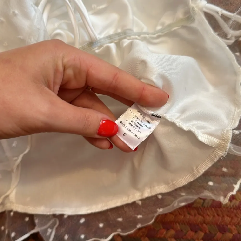 LUCY IN THE SKY WHITE MESH PUFF SLEEVE POLKA DOT BRIDAL DRESS - Image 2