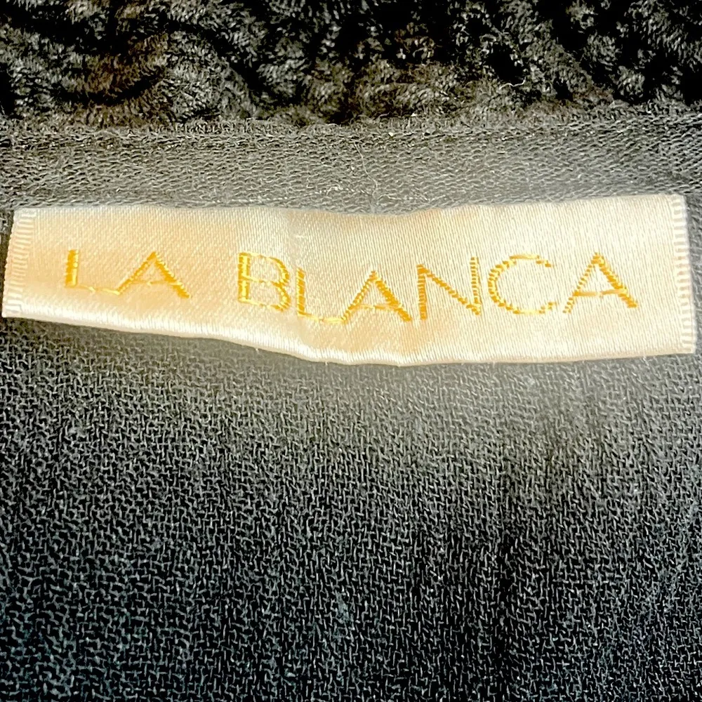 La Blanca Swim Coverup Black Gauze Lace Embroidery V-neck Women’s Size Large - Image 10