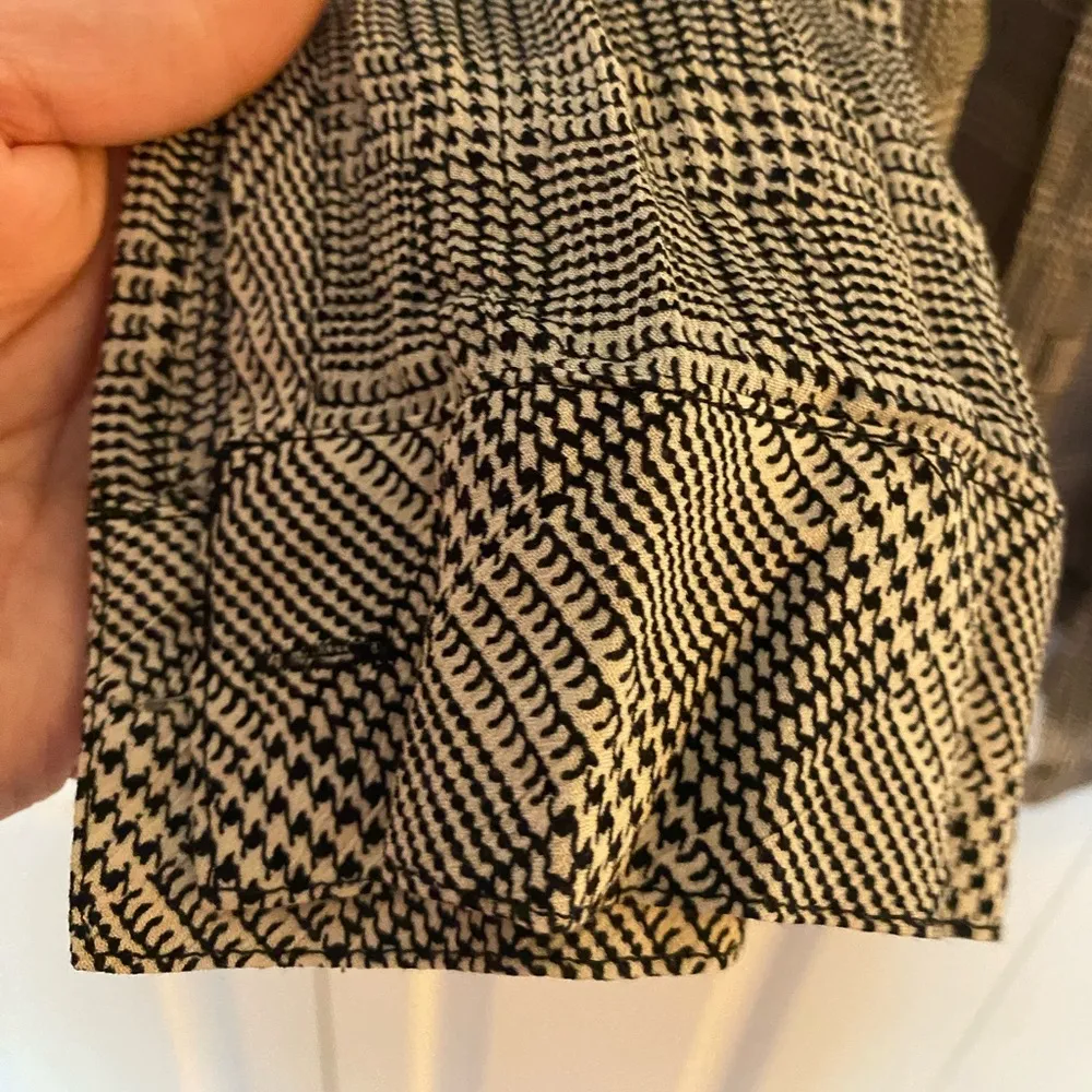 J. Jill Oversized Sheer Black and White Houndstooth Long Sleeve Blouse, Size XL - Image 3