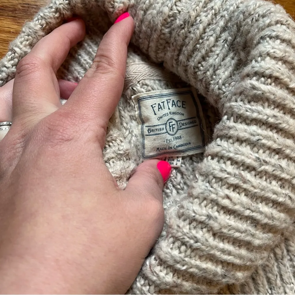 Fat Face rolled neck cream knit sweater size 2 - Image 2