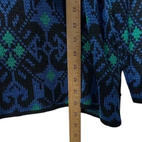 Vintage Nuggets 1X/XXL Women's Sweater Colorful Geometric 80s Retro Cabin Rustic Blue Size XL - Image 6