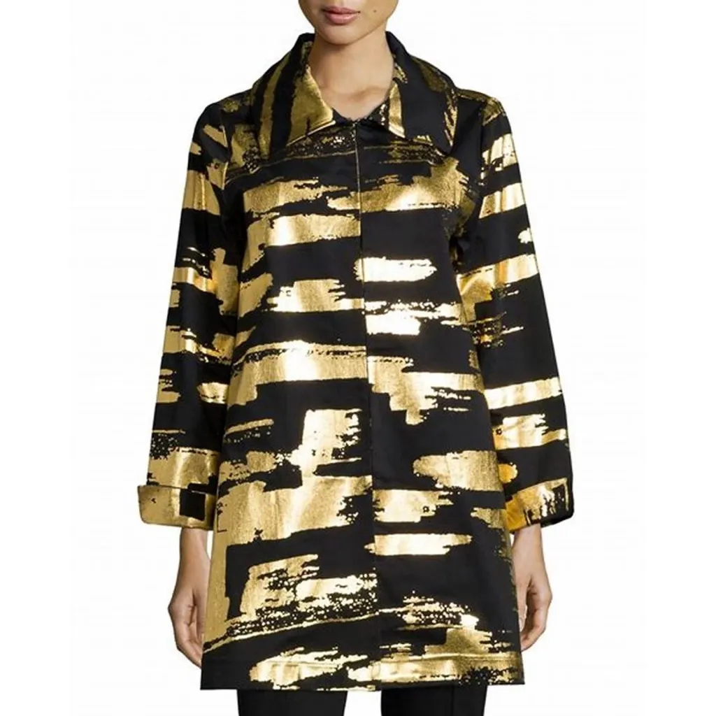 NWOT Berek Golden Glow Twill Statement Jacket Black Size M - Image 2