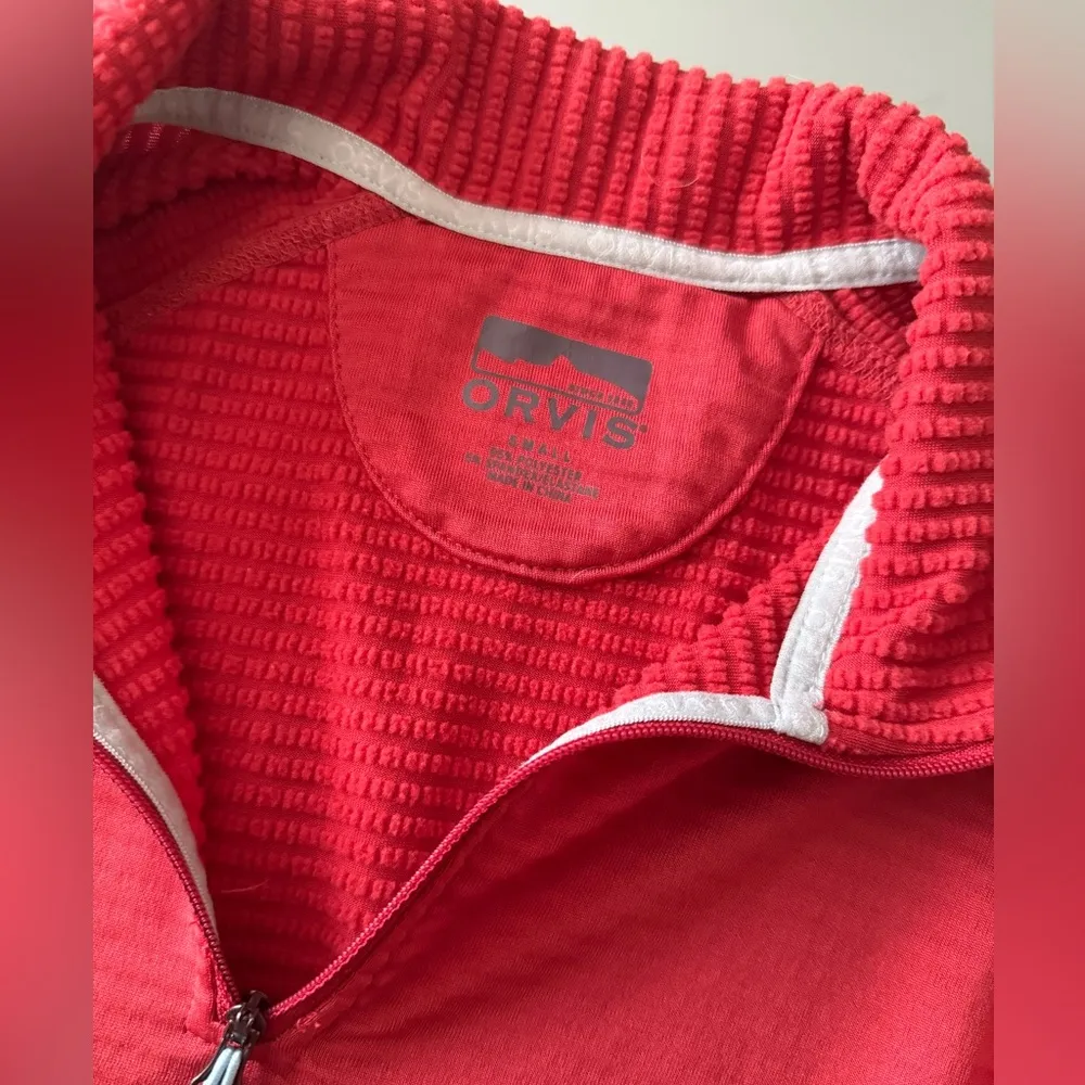 Orvis 1/4 Zip Pullover - Size Small - Red Orange - Image 5