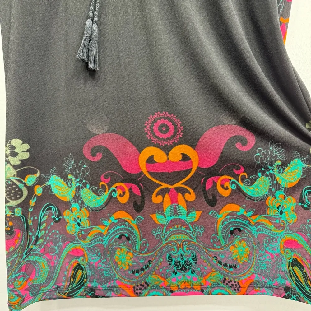 New York Black Green Orange Purple Paisley Mini Dress Women’s Size Small - Image 10