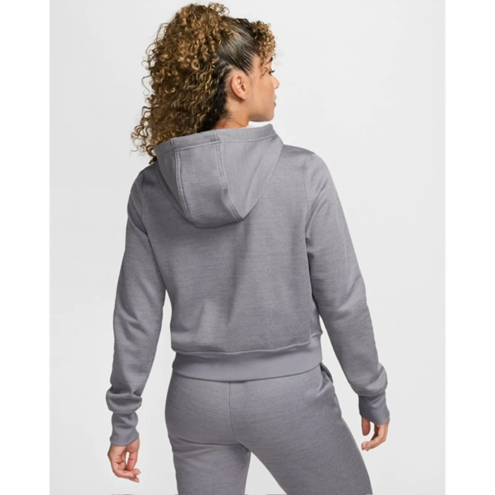 Nike Women's Therma-Fit One Full Zip Fleece Lined Thumbholes Cropped Hoodie M - Image 2