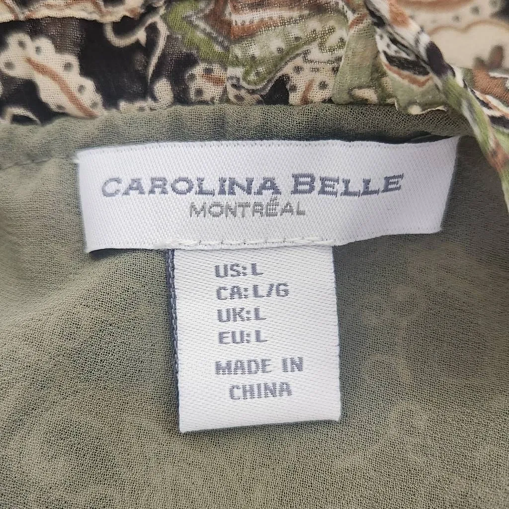 Carolina Belle Paisley Blouse with Ruffle Accents Size Large Boho Smocked Blouse - Image 6