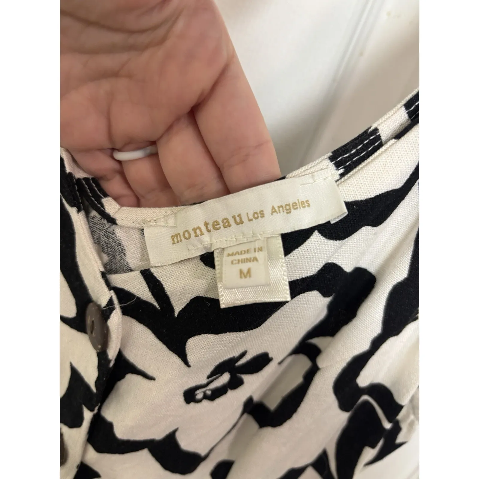 Linen Blend Floral Sleeveless Button Midi Dress Size Medium Beachy Coastal Boho - Image 6