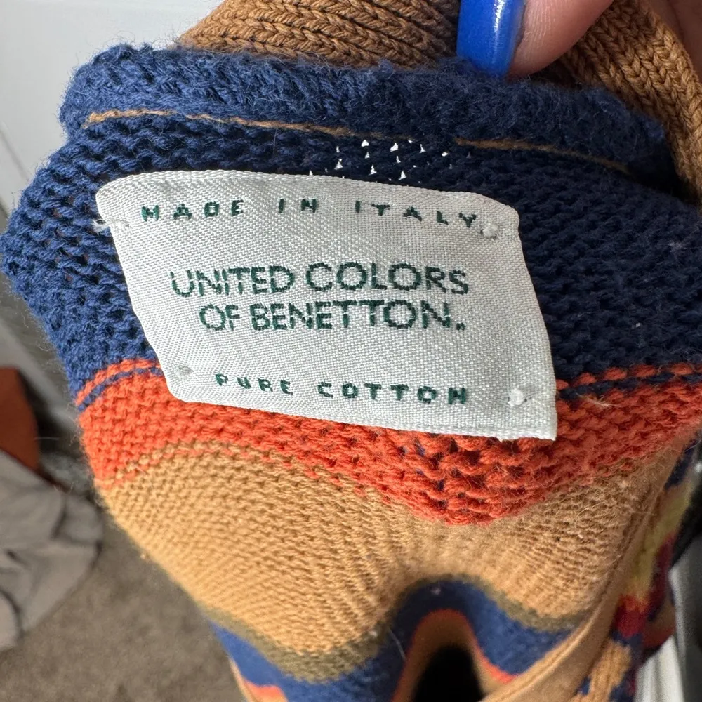 UNITED COLORS OF BENETTON‎  chunky colorful button front cardigan sweater M - Image 3