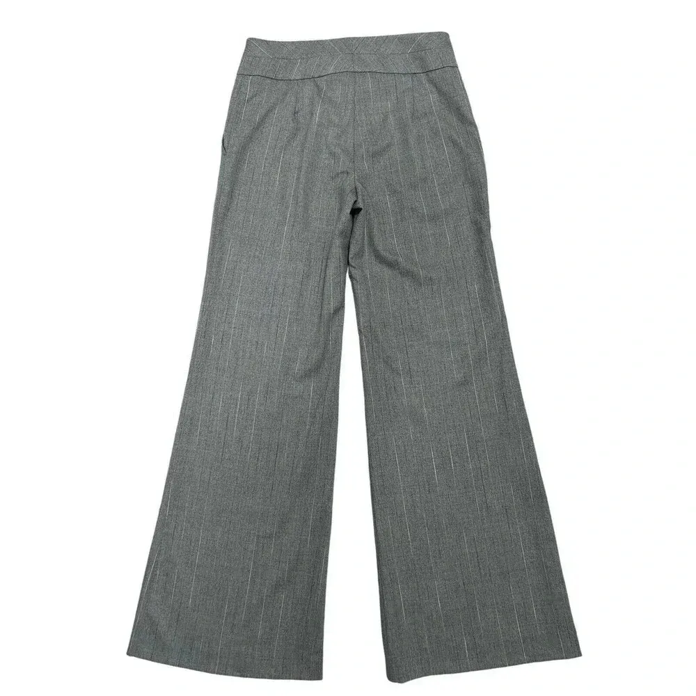 HERVE LEGER High Waist Wide Leg Dress Pants Striped Luxury Professional Size L - Image 4