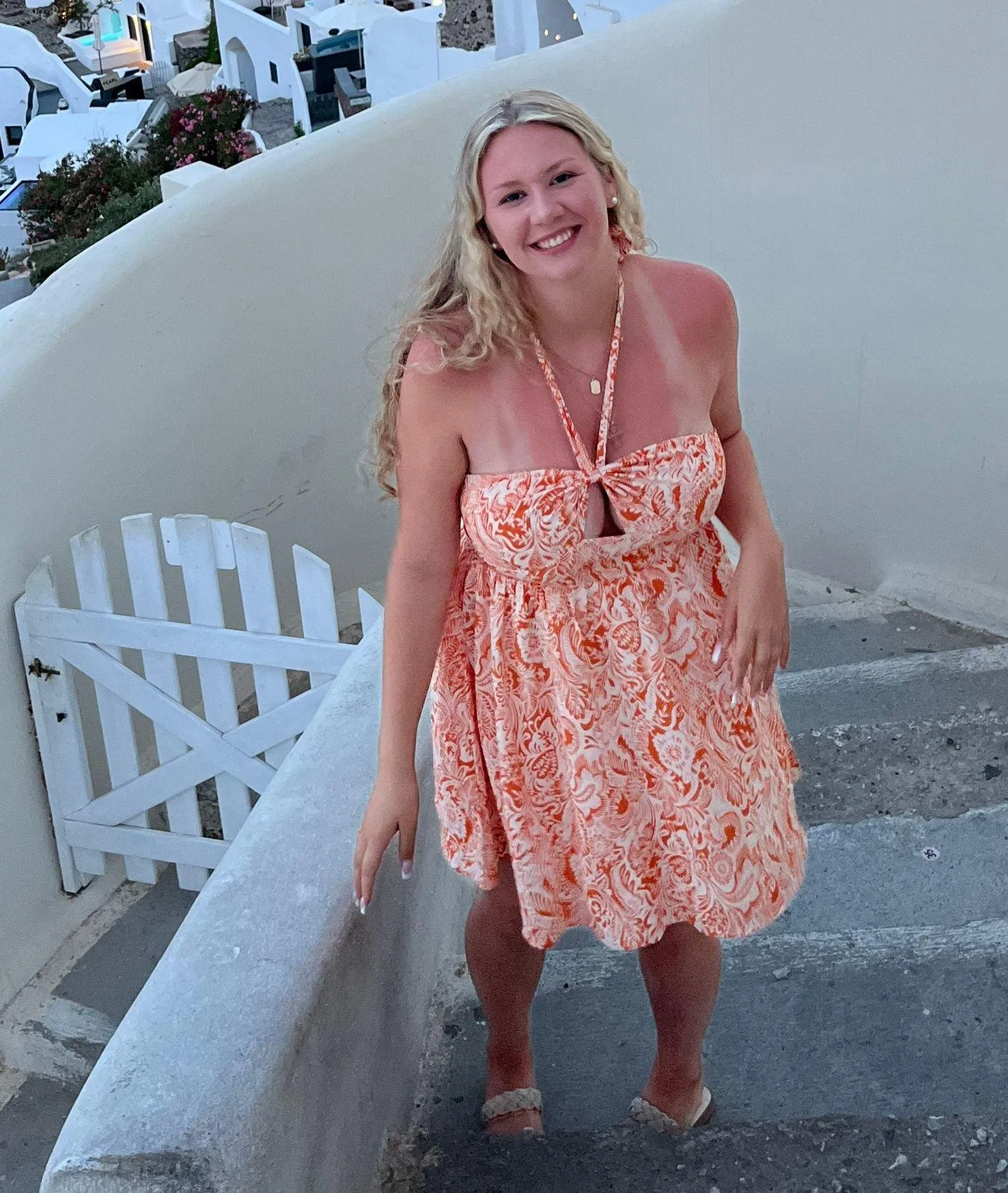 Orange Pattern Dress Size 10 - Image 2