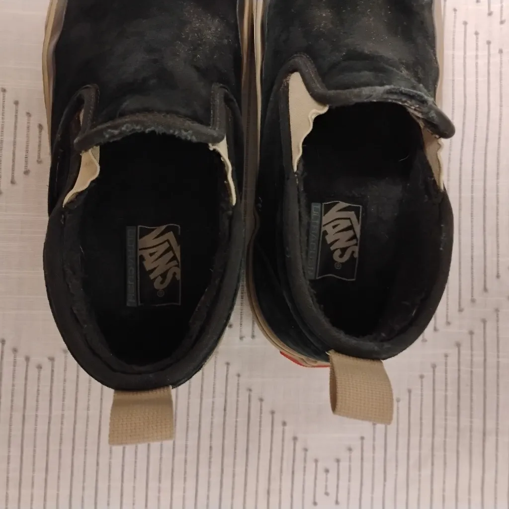 Vans Black and Tan Slip-On Shoes - Image 4