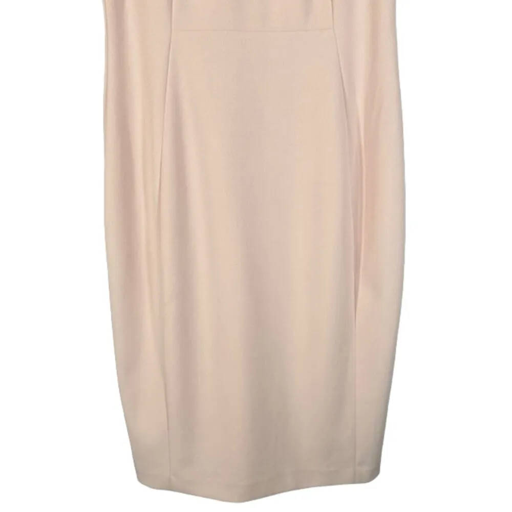 Calvin Klein Pink Mock Neck Bow Detail Fitted Retro Sheath Dress Women Sz 6 - Image 4