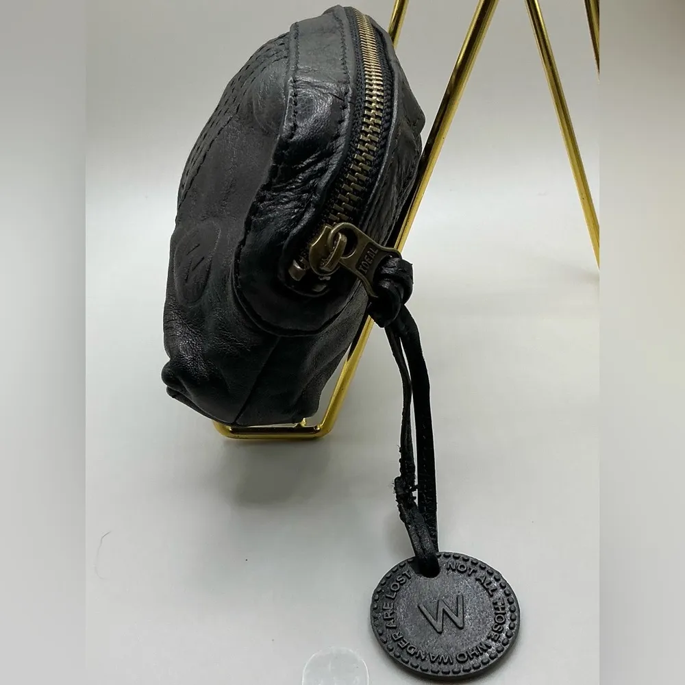 Vintage Wanderers Travel Co Black Soft Leather Venetian Card Wallet/Coin Bag - Image 2