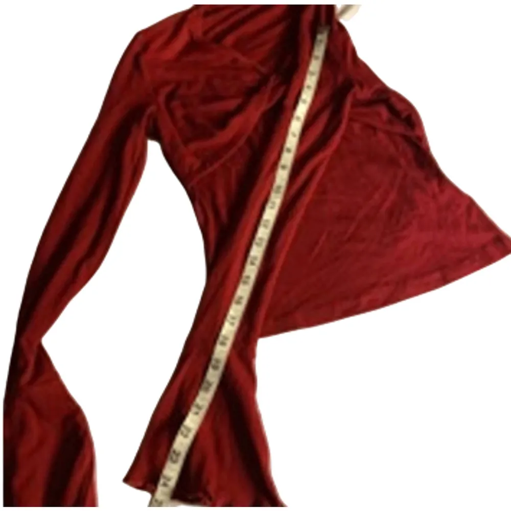Cämmense Red Mesh Long Sleeve Twist Top Size Small NWT - Image 13